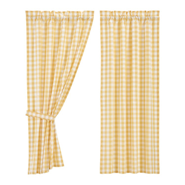 Annie Buffalo Yellow Check Short Panel Curtain Set of 2 63